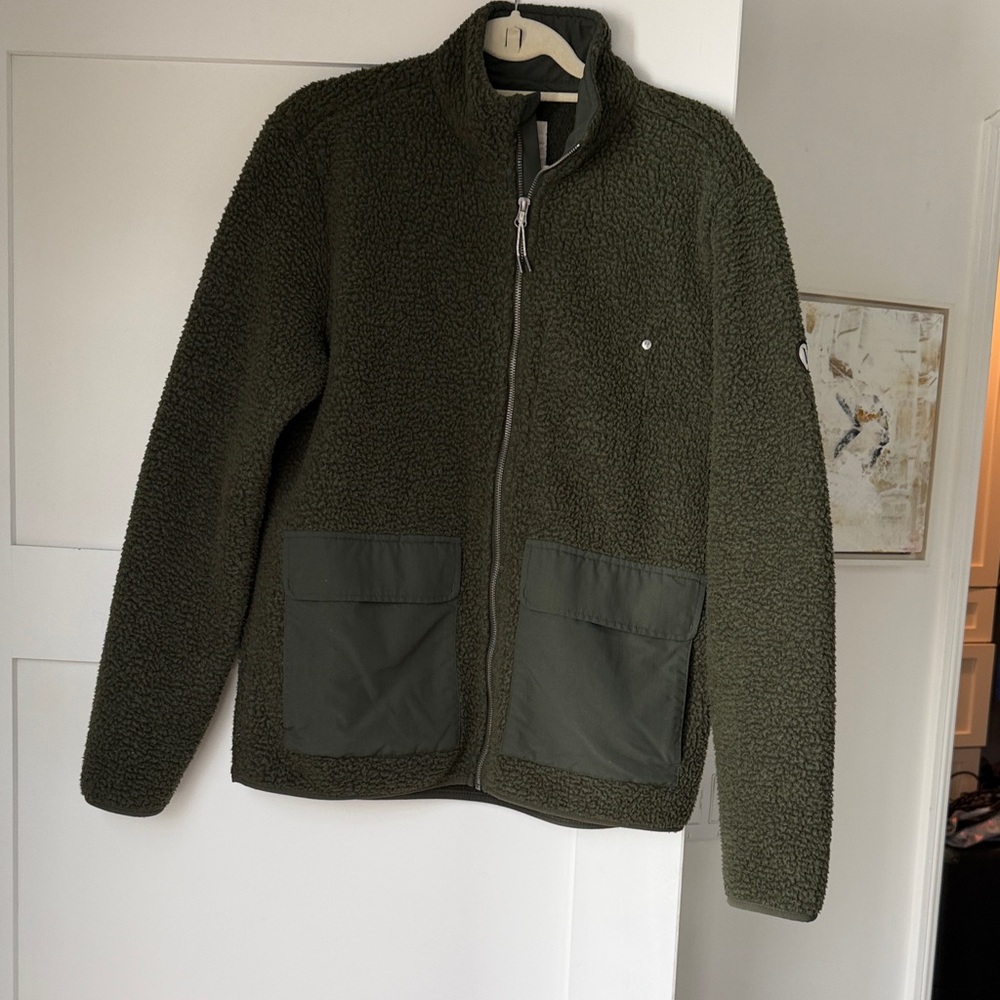 Men's medium Green fleece Zip-Up Sweater Jacket